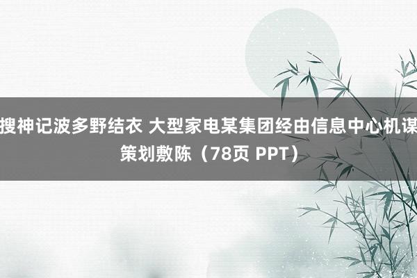 搜神记波多野结衣 大型家电某集团经由信息中心机谋策划敷陈（78页 PPT）