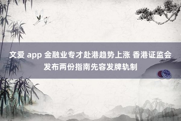 文爱 app 金融业专才赴港趋势上涨 香港证监会发布两份指南先容发牌轨制