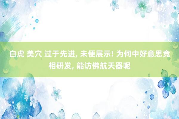 白虎 美穴 过于先进， 未便展示! 为何中好意思竞相研发， 能访佛航天器呢