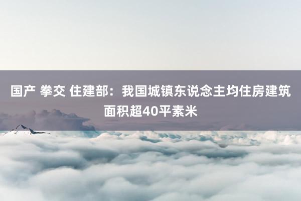 国产 拳交 住建部：我国城镇东说念主均住房建筑面积超40平素米