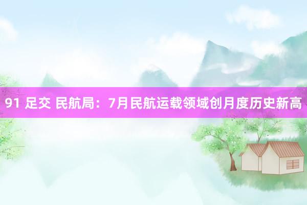 91 足交 民航局：7月民航运载领域创月度历史新高