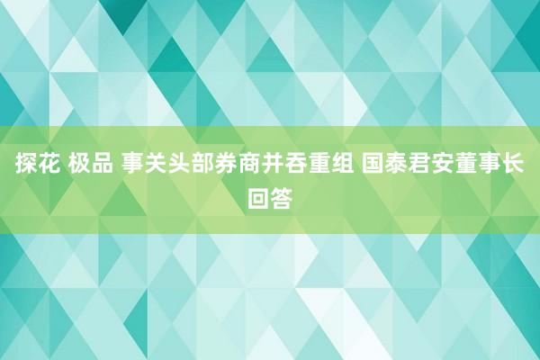 探花 极品 事关头部券商并吞重组 国泰君安董事长回答