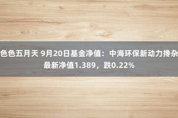 色色五月天 9月20日基金净值：中海环保新动力搀杂最新净值1.389，跌0.22%