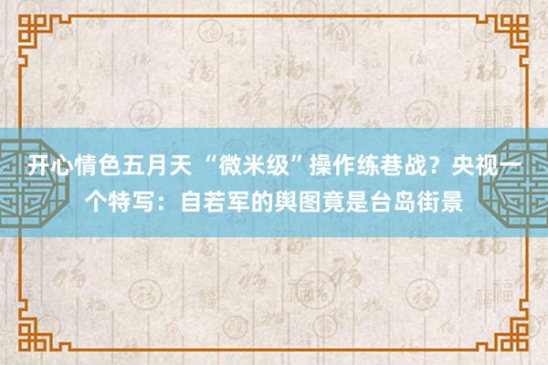 开心情色五月天 “微米级”操作练巷战？央视一个特写：自若军的舆图竟是台岛街景