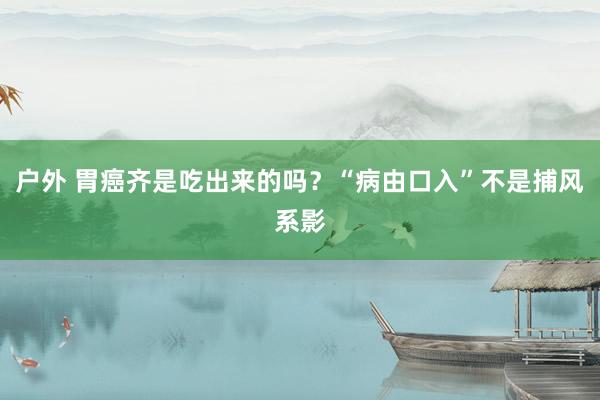 户外 胃癌齐是吃出来的吗？“病由口入”不是捕风系影