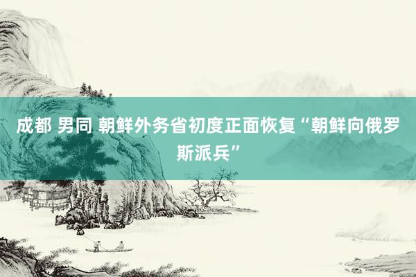 成都 男同 朝鲜外务省初度正面恢复“朝鲜向俄罗斯派兵”