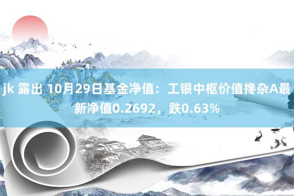 jk 露出 10月29日基金净值：工银中枢价值搀杂A最新净值0.2692，跌0.63%