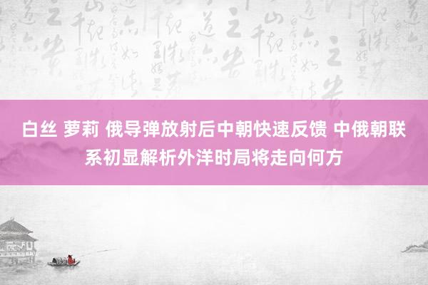 白丝 萝莉 俄导弹放射后中朝快速反馈 中俄朝联系初显解析外洋时局将走向何方