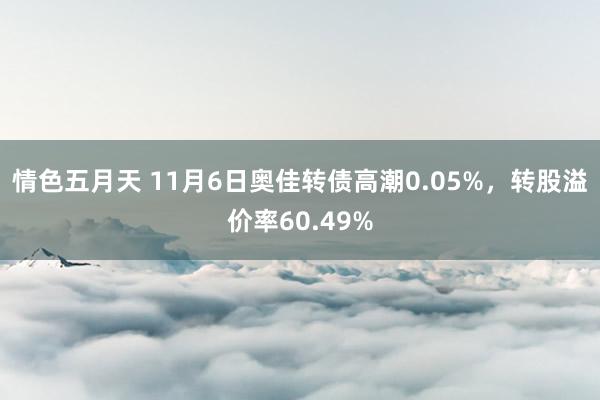 情色五月天 11月6日奥佳转债高潮0.05%，转股溢价率60.49%