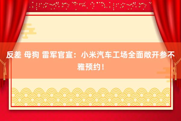 反差 母狗 雷军官宣：小米汽车工场全面敞开参不雅预约！